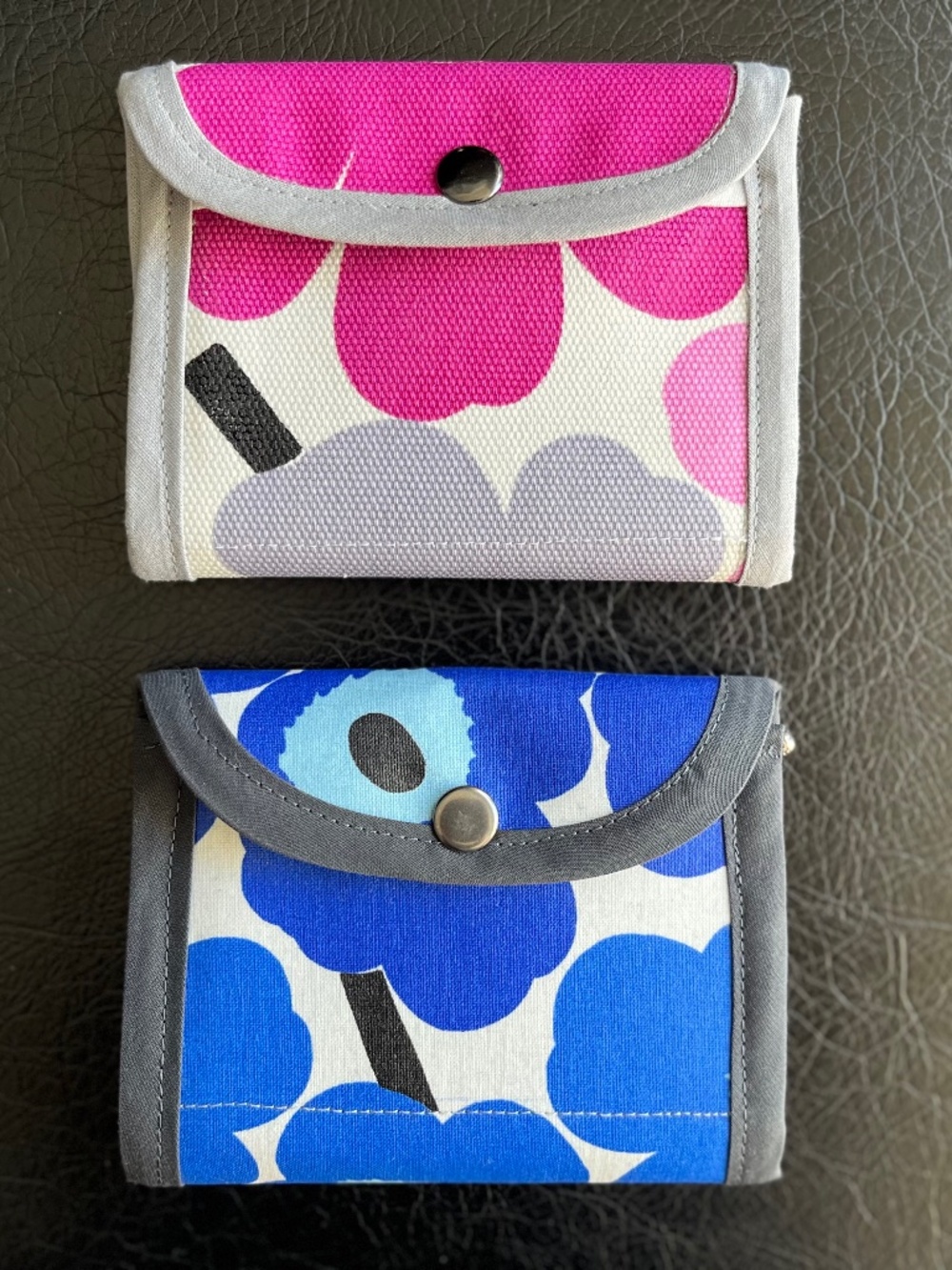 Handmade coated cotton wallet: Marimekko Blue or Pink Unikko
